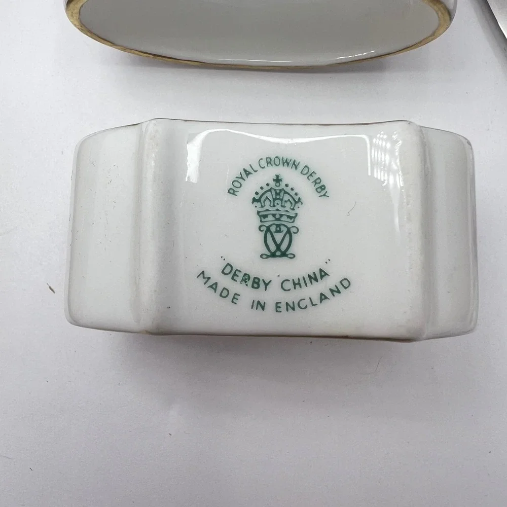 Royal Crown Derby Napkin Ring Spreader Set Cottage Posies Pink Rose Bone China